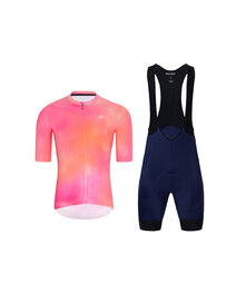 HOLOKOLO Kurzarm Radtrikot und Shorts - COSMA - Blau/Schwarz/Orange/Rosa